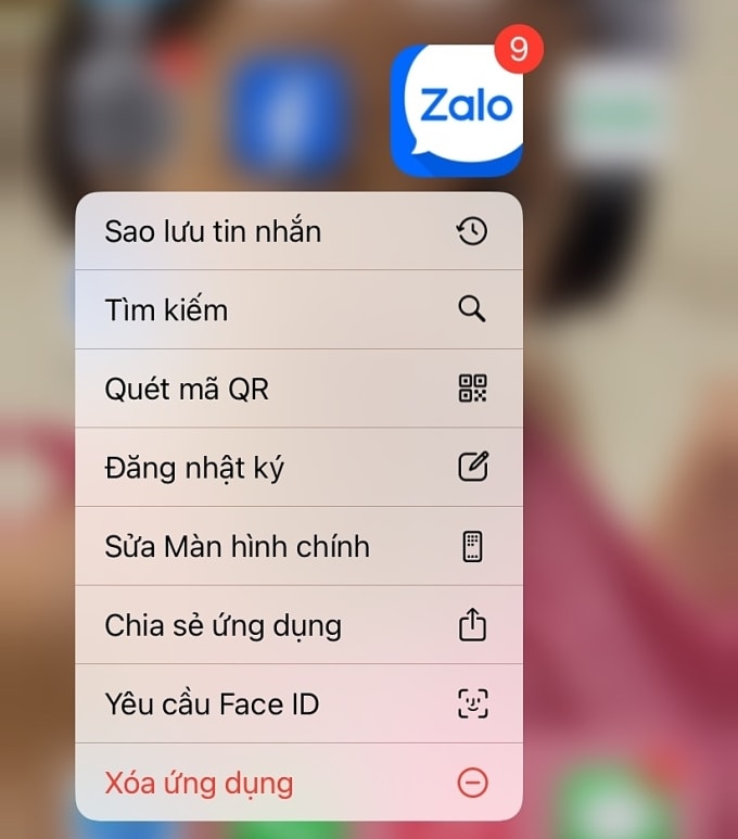 Biểu tượng ứng dụng Zalo trên điện thoại. Ảnh: Chụp màn hình