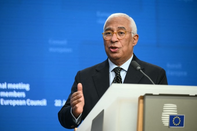 Chủ tịch Hội đồng châu Âu Antonio Costa phát biểu tại Brussels, Bỉ ngày 22/1. Ảnh: AFP