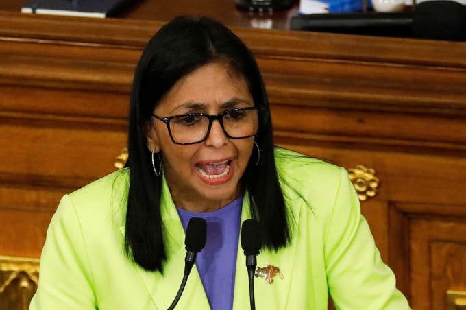Tổng thống lâm thời Venezuela Delcy Rodriguez phát biểu tại quốc hội ở thủ đô Caracas ngày 15/1. Ảnh: Reuters