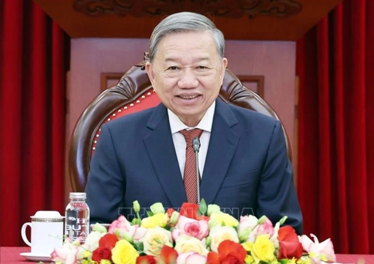 Tổng Bí thư Tô Lâm điện đàm. (Ảnh: TTXVN)