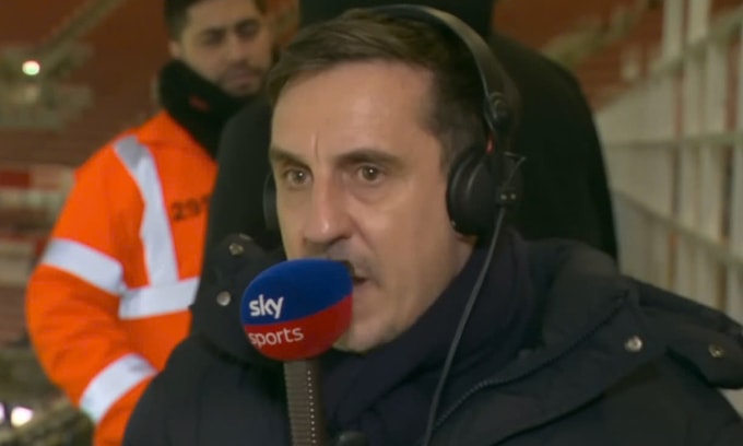 Gary Neville sau trận Man Utd thắng Arsenal 3-2 trên sân Emirates, thành phố London, Anh, vòng 23 Ngoại hạng Anh tối 25/1/2026. Ảnh: chụp màn hình