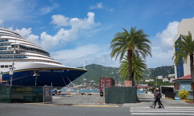 Một tàu du lịch cập cảng St. Thomas, quần đảo Virgin thuộc Mỹ, hồi tháng 10/2025. Ảnh: Reuters