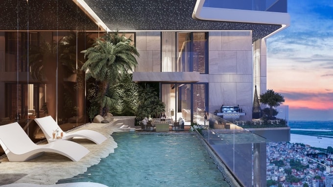 Một số căn Sky Mansions tích hợp hồ bơi và sân vườn ngay tại căn hộ. Ảnh: NobleX