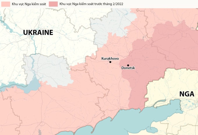 Vị trí thành phố Kurakhovo, tỉnh Donetsk. Đồ họa: RYV