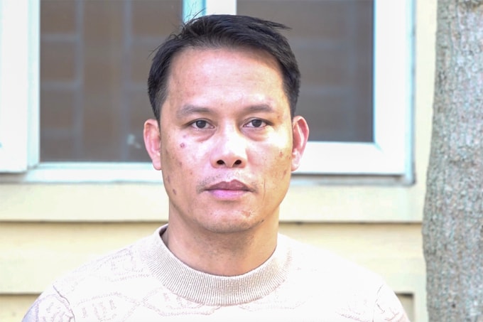 Nghi can Văn Anh tại cơ quan điều tra. Ảnh: Hòa Vang