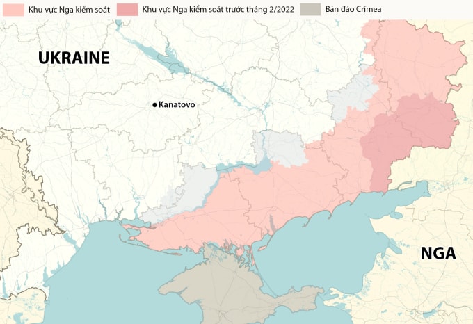 Vị trí sân bay Kanatovo. Đồ họa: RYV