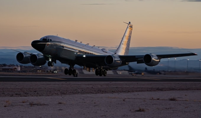 Trinh sát cơ RC-135 cất cánh từ căn cứ Nellis, bang Nevada, Mỹ tháng 2/2025. Ảnh: USAF