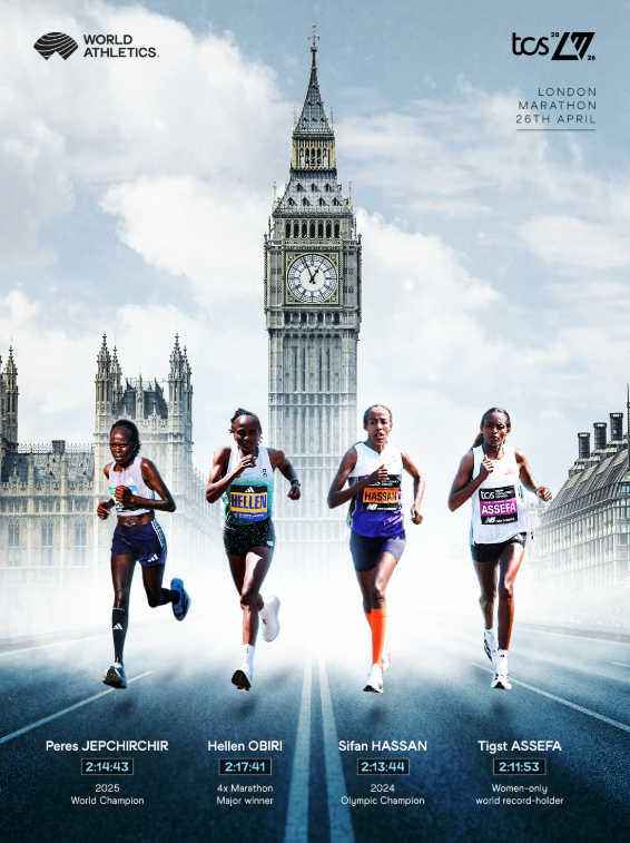 4 ngôi sao hàng đầu dự nội dung nữ tại London Marathon 2026. Ảnh: World Athletics