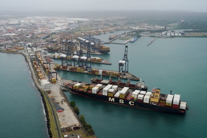 Cảng container Cristobal ở kênh đào Panama, tháng 2/2025. Ảnh: Reuters