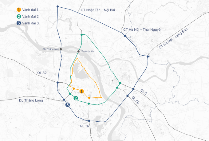 Ba vành đai của Hà Nội. Đồ họa: Hoàng Khánh