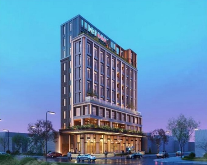 Phối cảnh tòa nhà Hòa Bình Complex sắp khởi công trên khu đất rạp chiếu phim Hòa Bình, Quảng Ngãi. Ảnh: UBND phường Cẩm Thành