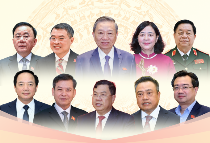 10 Ủy viên Bộ Chính trị được giao tham gia Ban Bí thư. Đồ họa: Khánh Hoàng