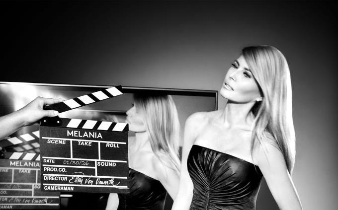 Bà Melania Trump trong hình ảnh quảng bá phim tài liệu Melania: Twenty Days to History. Ảnh: Ellen von Unwerth