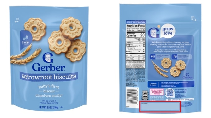 Gerber thu hồi sản phẩm Bánh quy Gerber® Arrowroot Biscuits. Ảnh: Gerber