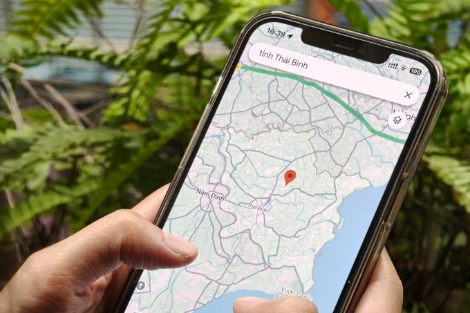 Ứng dụng bản đồ Google Maps vẫn hiển thị thông tin về tỉnh Thái Bình cũ, dù tỉnh này đã sáp nhập vào Hưng Yên từ 1/7/2025. Ảnh: Trọng Đạt