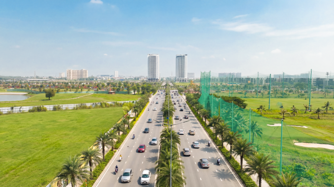 Đoạn đường Liên Phường nằm trên khu đô thị The Global City. Ảnh: