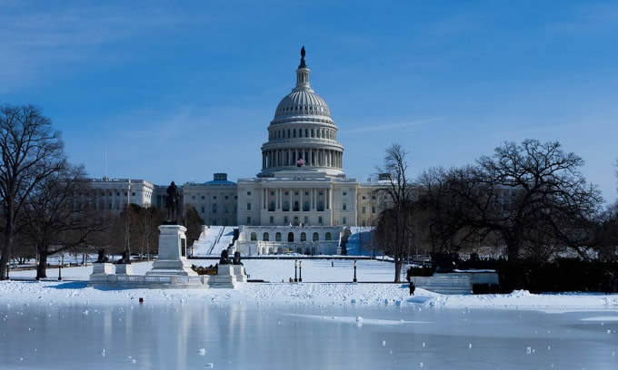 Tòa nhà Quốc hội Mỹ tại thủ đô Washington ngày 31/1. Ảnh: AFP