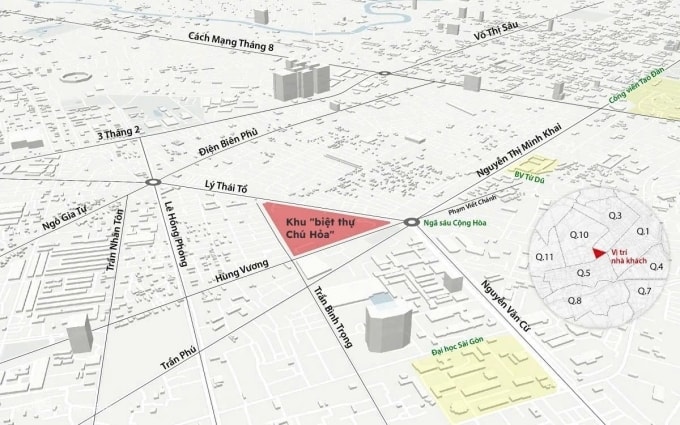 Ví trí khu đất số 1 Lý Thái Tổ đã được chỉnh trang thành công viên. Đồ họa: Khánh Hoàng