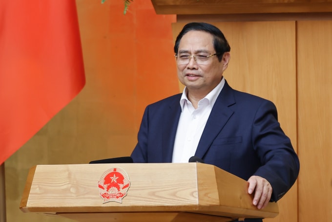 Thủ tướng Phạm Minh Chính phát biểu tại họp Chính phủ thường kỳ, ngày 4/2. Ảnh: VGP