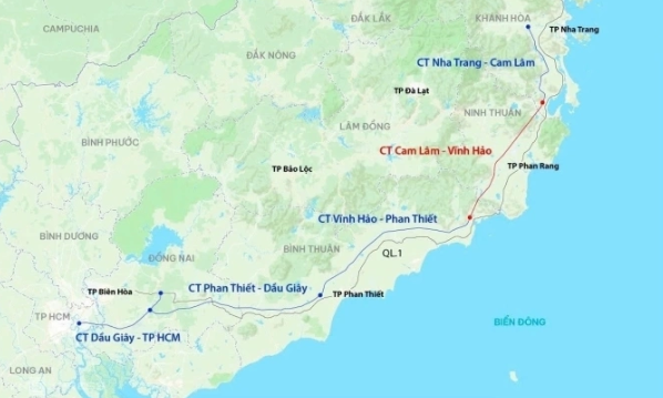 Hiện 5 đoạn cao tốc từ TP HCM đi Nha Trang chỉ có hai trạm dừng tuyến TP HCM – Long Thành – Dầu Giây có cây xăng. Đồ họa: Đăng Hiếu