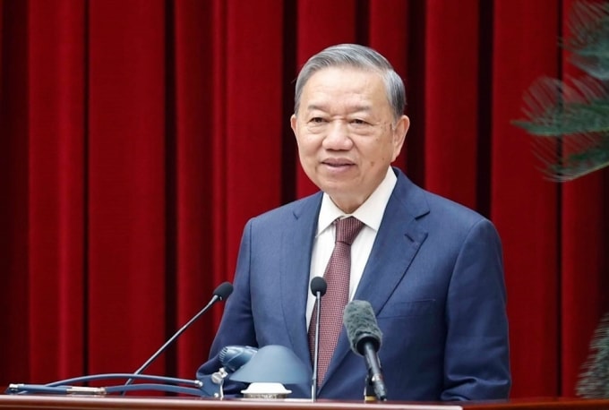 Tổng Bí thư Tô Lâm phát biểu sáng 4/2. Ảnh: TTXVN