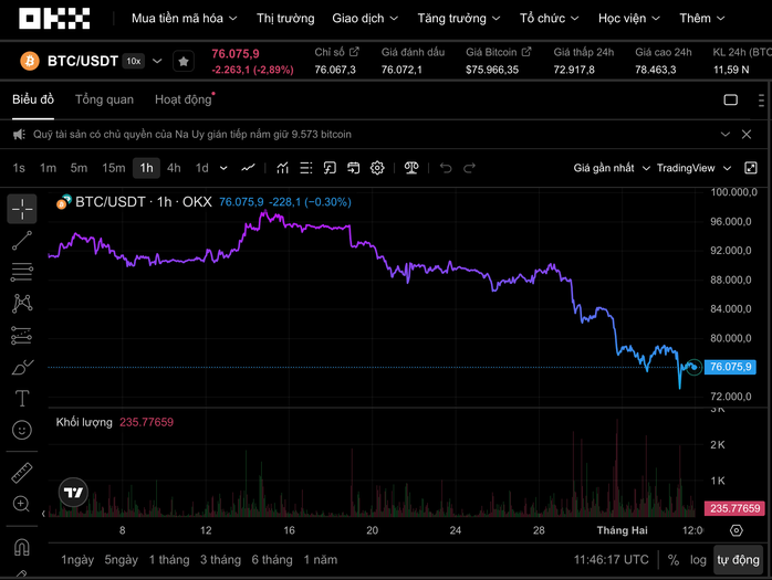 Thị trường tiền số hôm nay, 4-2: Bitcoin quay đầu giảm - Ảnh 1.
