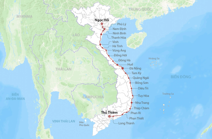 Hường tuyến đường sắt tốc độ cao Bắc Nam.