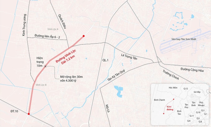 Đường Vĩnh Lộc. Đồ họa: Đăng Hiếu