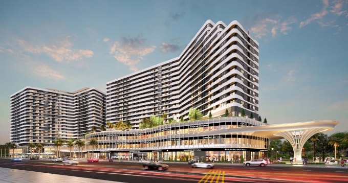 Tổ hợp căn hộ cao cấp và trung tâm thương mại Diamond Sky. Ảnh: VPG