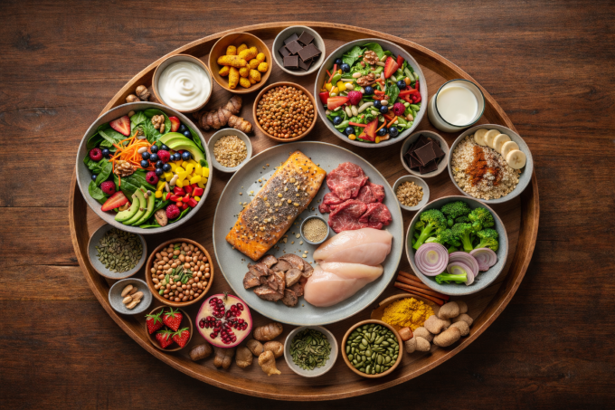 Chế độ dinh dưỡng cân bằng cũng đóng vai trò giúp người bệnh giảm tình trạng viêm khớp. Ảnh: AI