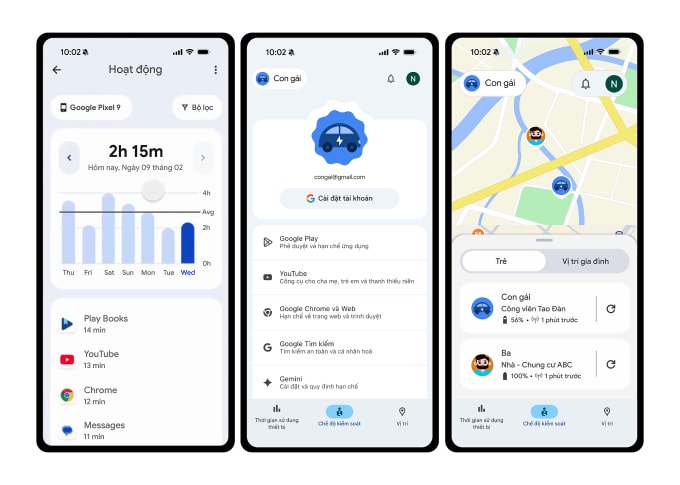Giao diện quản lý Family Link trên Android. Ảnh: Google
