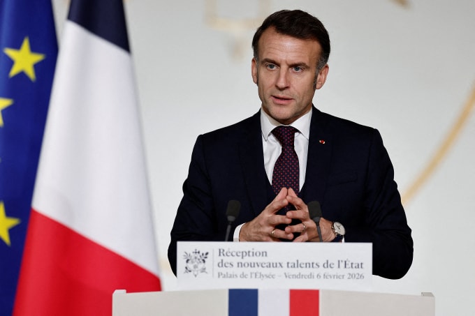 Tổng thống Pháp Emmanuel Macron tại Điện Elysee, Paris ngày 6/2. Ảnh: AFP