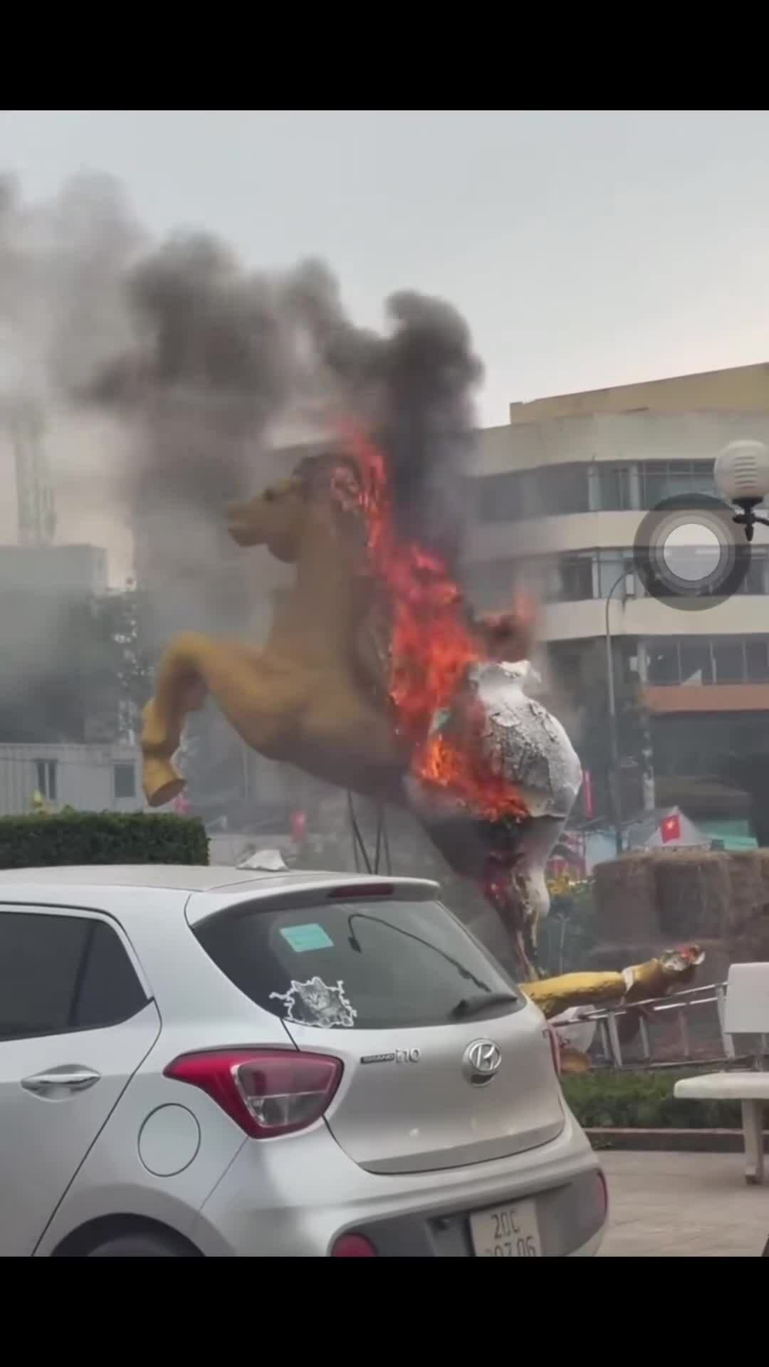 Cháy linh vật ngựa ở Thái Nguyên