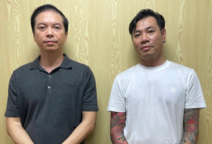 Mã Thanh (trái) và Ngô Duy Đông tại cơ quan điều tra. Ảnh: Công an TP HCM