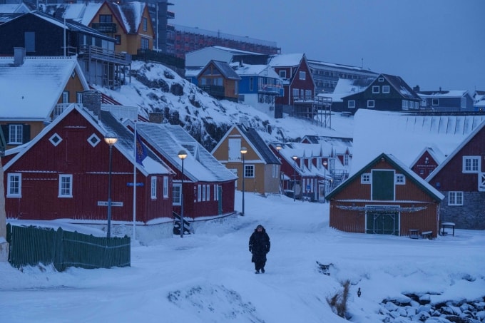 Một góc thành phố Nuuk, Greenland ngày 19/1. Ảnh: AP