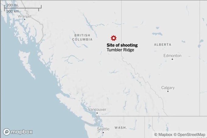 Vị trí xảy ra vụ xả súng. Đồ họa: Mapbox