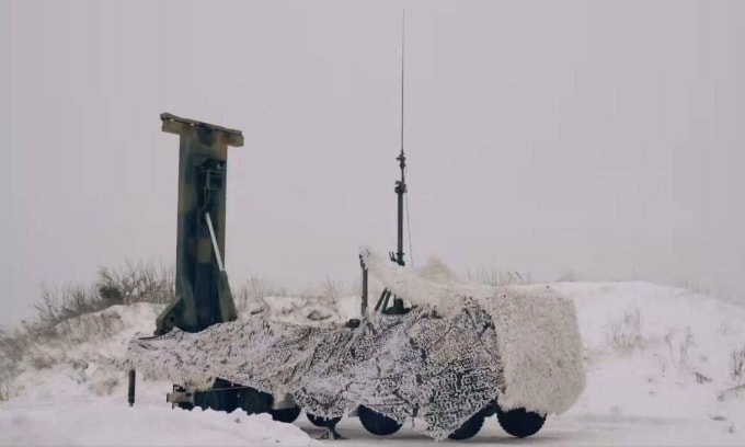 Xe chở đạn kiêm bệ phóng không có tên lửa của tổ hợp SAMP/T Ukraine trong ảnh công bố hôm 9/2. Ảnh: United24