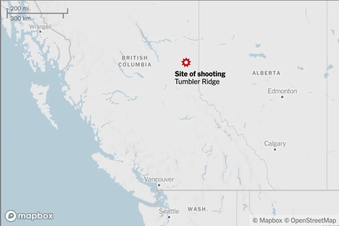 Vị trí xảy ra vụ xả súng. Đồ họa: Mapbox