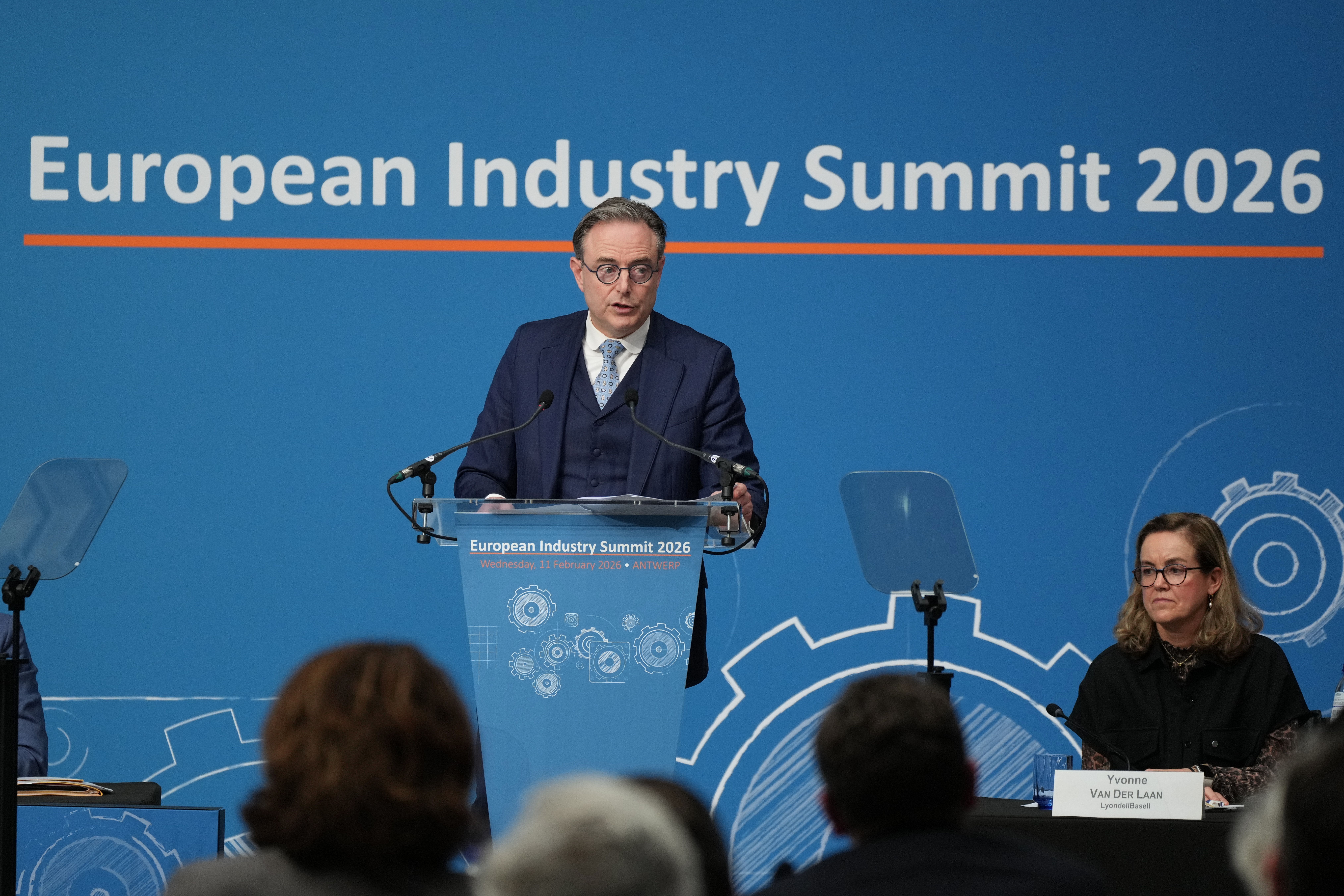 Thủ tướng Bỉ Bart De Wever phát biểu tại Hội nghị Thượng đỉnh Công nghiệp châu Âu ở Antwerp, Bỉ, ngày 11/2/2026. (Ảnh: AP/Virginia Mayo)