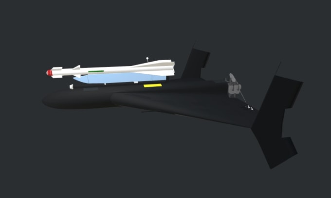 Phác thảo UAV Geran-2 mang tên lửa đối không R-60. Đồ họa: SBU