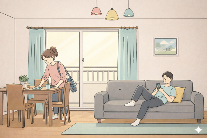 Chồng để mặc tôi lo cho mọi việc và các con dù lương bằng nhau