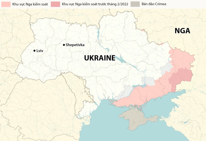 Vị trí thành phố Lviv và Shepetivka. Đồ họa: RYV