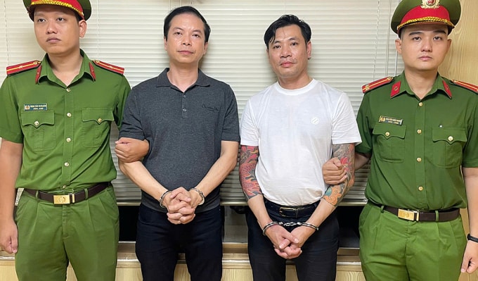 Mã Thanh (trái) và Ngô Duy Đông bị bắt. Ảnh: Công an TP HCM