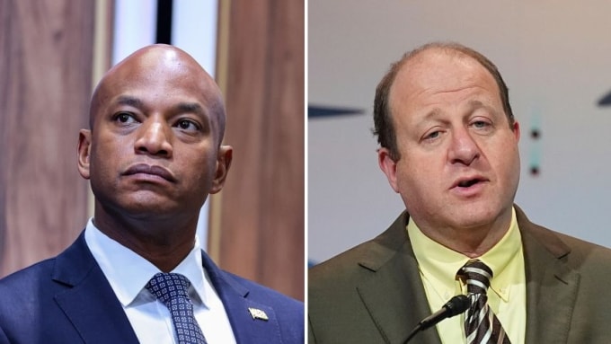 Thống đốc bang Maryland Wes Moore (trái) và Thống đốc Colorado Jared Polis. Ảnh: AP