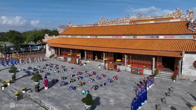 Lễ thiết triều trong di tích triều Nguyễn. Ảnh: Vạn An