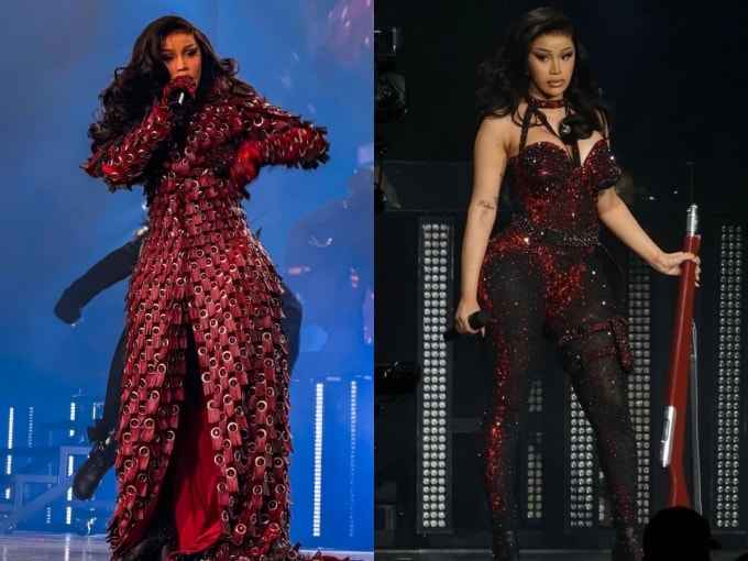Màn biến hóa hình ảnh của Cardi B trên sân khấu.
