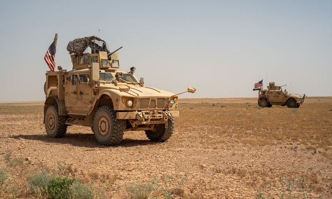 Thiết giáp Mỹ gần căn cứ Al-Tanf, Syria tháng 6/2023. Ảnh: US Army