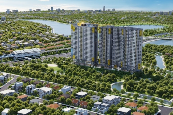 Vị trí của Bcons NewSky trên trục quốc lộ 13, gần điểm quy hoạch nhà ga Metro số 2. Ảnh phối cảnh: Tập đoàn Bcons