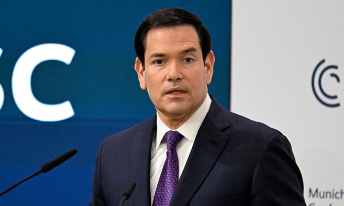 Ngoại trưởng Mỹ Marco Rubio phát biểu tại Hội nghị An ninh Munich, Đức ngày 14/2. Ảnh: AFP