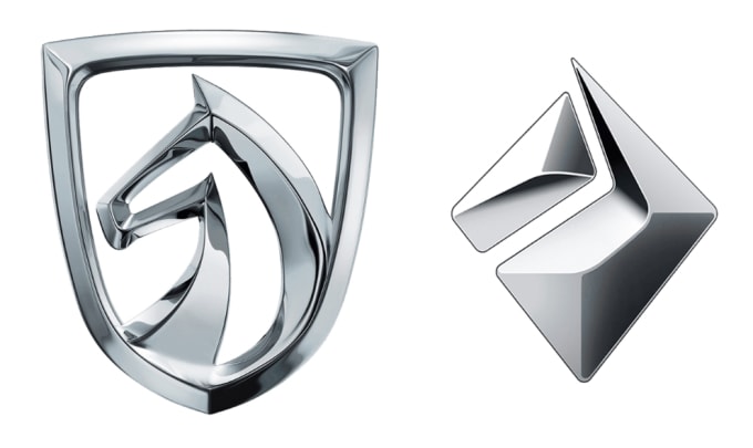 Logo cũ (trái) và hiện nay của hãng xe Trung Quốc Baojun. Ảnh: 1000logos